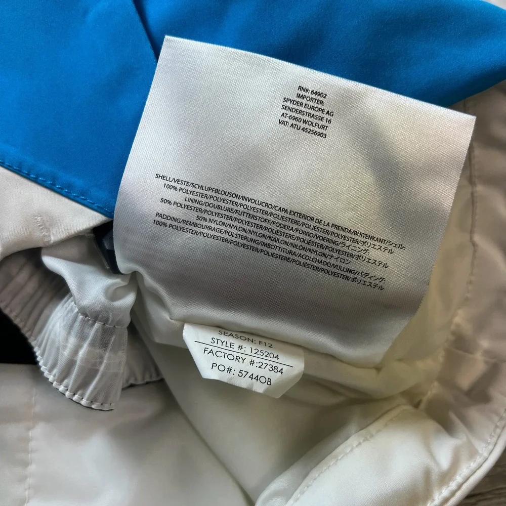 Spyder Ski Jacket Kids 16 White Blue Purple Colorblock Hooded Insulated 125204